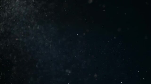 Floating glowing particles in dark cosmic space animation