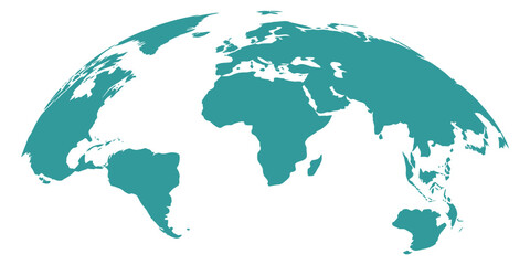 Curved world map silhouette half globe of blue planet Earth global business geography worldwide international vector travel infographic ©  MIZU MIZANUR $$1122