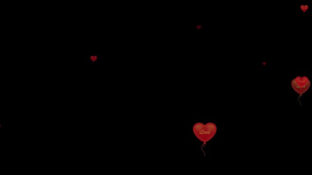 Red Heart Shaped Balloons Floating as Romantic Valentine Love Symbol Animation