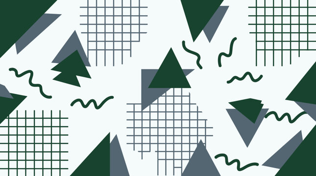 Abstract background with dark green and gray triangles and grids for modern art projects.