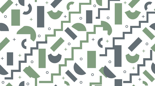 Abstract geometric vector pattern with diverse shapes on a white background.