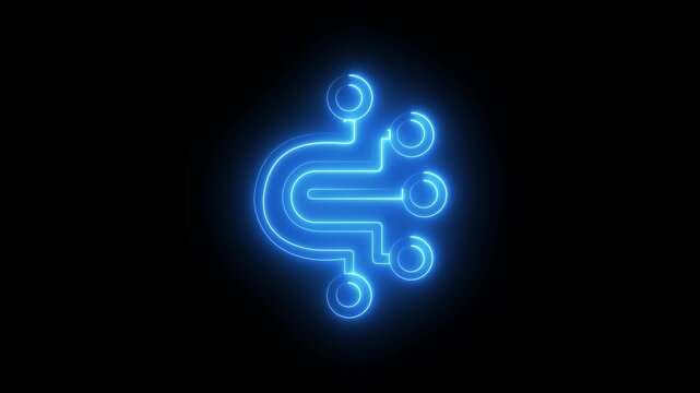Digital data blue color icon animation. Animated line machine learning. Artificial intelligence. Technological icon animation. motion graphic of digital data concept.