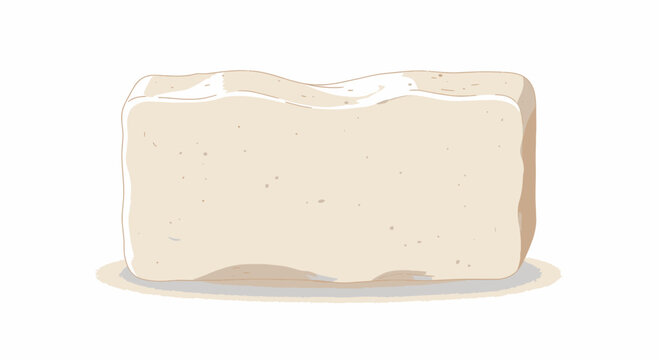 A block of white cheese on a plate