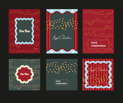 Christmas Lights Card Collection with Festive Frames Garland Holiday Greeting Templates Modern Layouts
