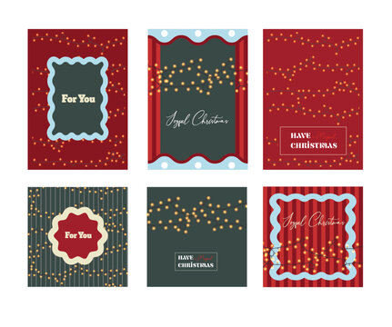 Christmas Lights Card Collection with Festive Frames Garland Holiday Greeting Templates Modern Layouts