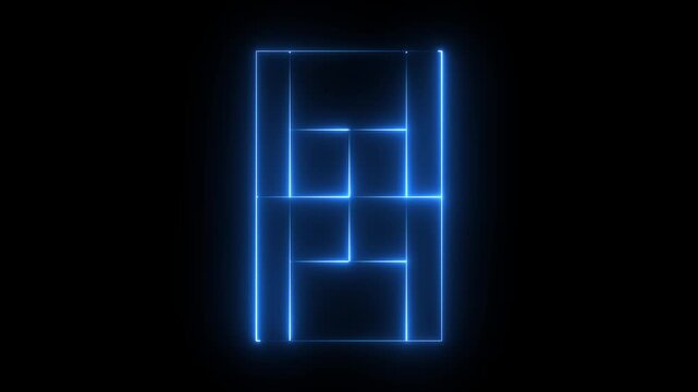 tennis court icon animation on black background .futuristic digital icon video. motion graphic of a high-tech tennis court concept.
