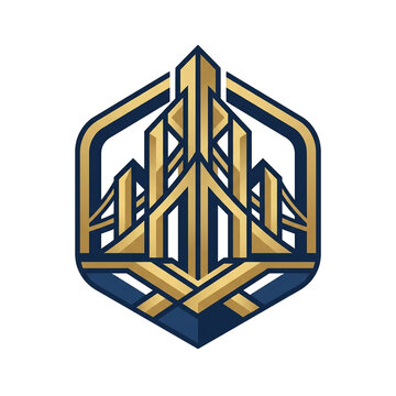 Modern Geometric Building Emblem Logo Design.