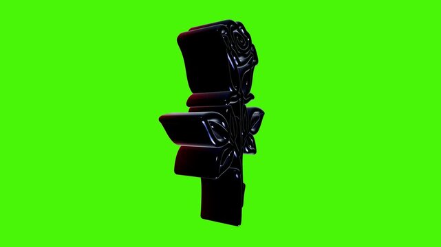 Shiny dark red rose flower icon with 3d effect isolated on a plain green background for design