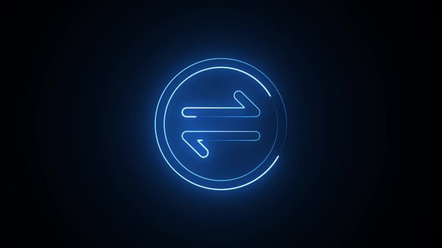 Animated blue neon arrows in circle showing reciprocity on dark background, motion graphics