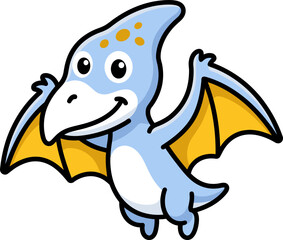 Happy Pterodactyl for Flying Dino Game Asset © Rina N. Setyaningsih