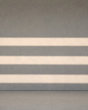Horizontal Sunlight Stripes on Gray Minimalist Wall