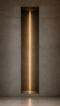 Warm Vertical Light Beam on Dark Minimalist Wall