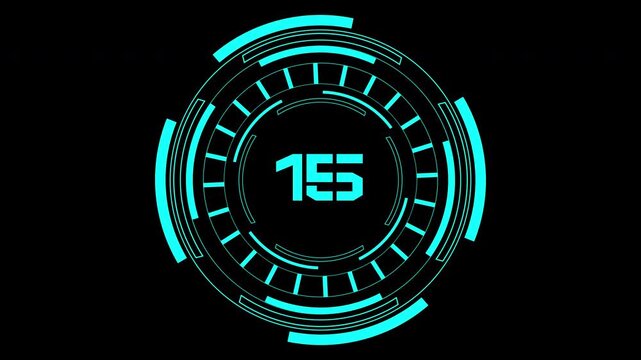 20 second countdown hud circle pattern perfect for tech or scifi projects with a futuristic neon light design. Ideal for presentations or digital backgrounds.