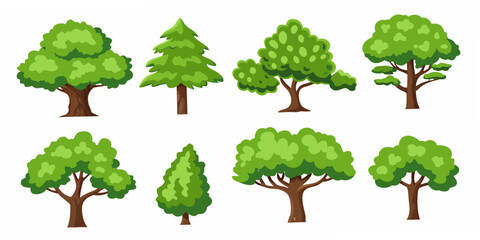 Collection Of Green Trees And Shrubs Vector Illustration © Sudebi