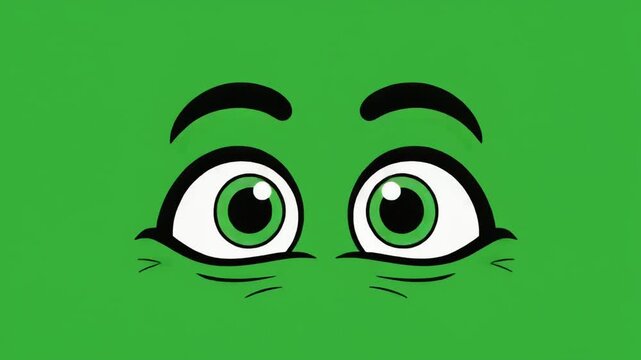 Cartoon Eyes Popping Open on Green Screen Animation