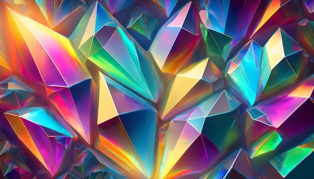 Crystals Texture With Prism Spectrum Caustic Reflection Close Up Background D Rendering
