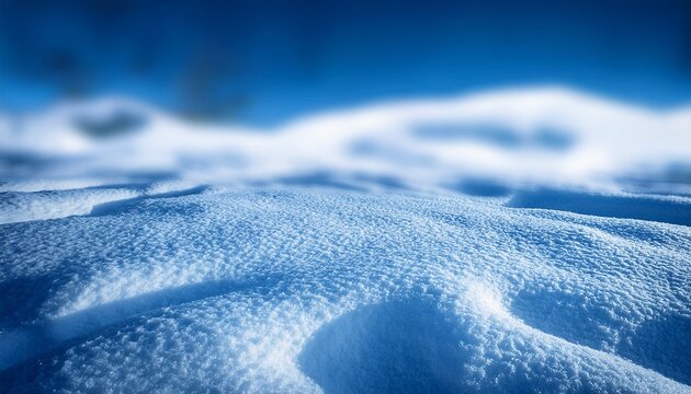 White Snow In Freezing Blue Tone On Ground For Background