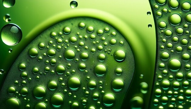 Green Liquid Bubbles Abstract Background Macro Photography