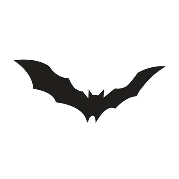 Bat silhouette vector illustration isolated on white. Clean black flying bat icon for wildlife, Halloween, nature, logo, tattoo, and design projects.
