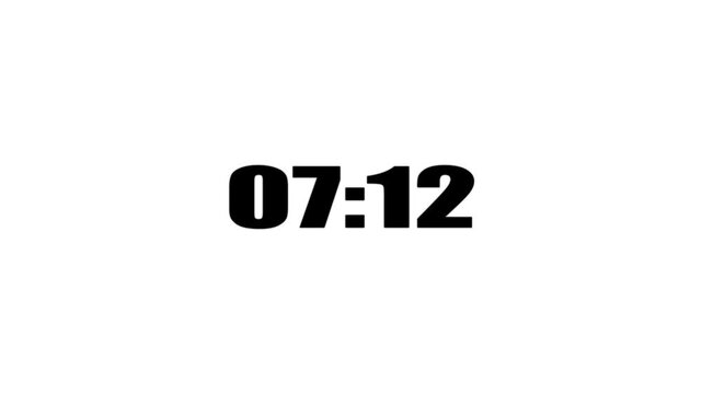 8 minute countdown animation from 780 seconds to 0 seconds. 8 minute countdown timer with alpha channel animation.