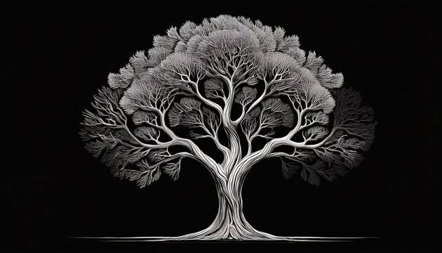Isolated Tree In Stark Black And White Contrast Branch Tree Contrast