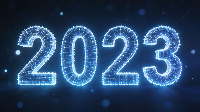 2023 digital numbers with glowing dots