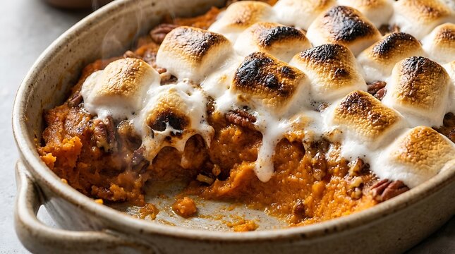Sweet potato casserole with marshmallows thanksgiving dessert recipe holiday baking ideas