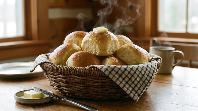 Warm homemade rolls with butter delicious breakfast bakery fresh bread options