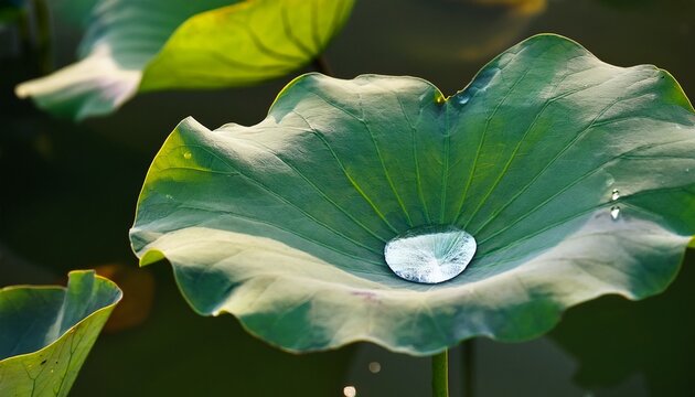 Water Drops On Lotus Leaf