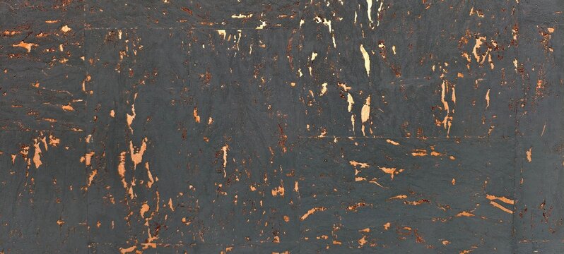 A black natural cork wallpaper designed with metallic rose gold accents for a dramatic textured effect.