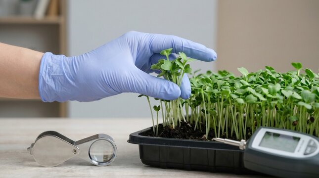 Visual freshness inspection of premium microgreens tray