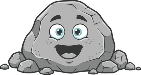 Cute cartoon rock character with happy expression character personification © FatemaStock
