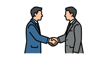 Fototapeta premium Two businessmen in suits shaking hands to finalize a deal