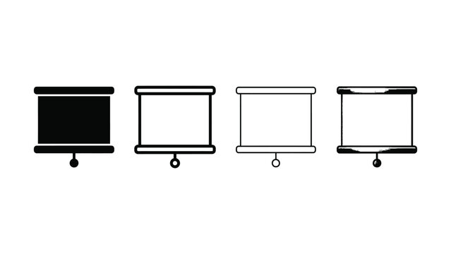 Four different projector screen icons in various styles and colors on white background