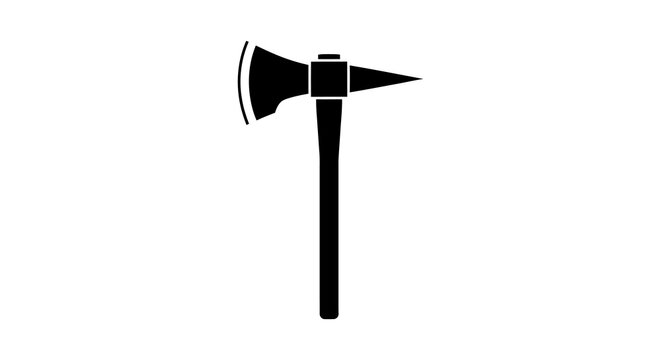 Black silhouette of a hand axe against a white background