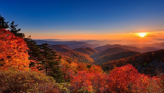 Autumn Sunrise At The Blue Ridge Parkway Pounding Mill Overlook
