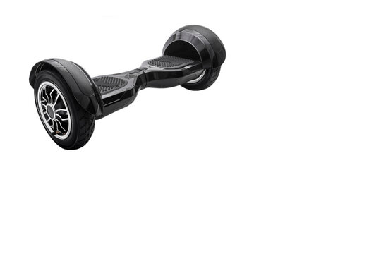 Self-balancing two-wheeled board or hoverboard scooter isolated on white background. Gyroboard: blue gyroboard on white background.