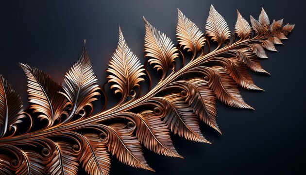 Silver Copper Gold Fern Frond