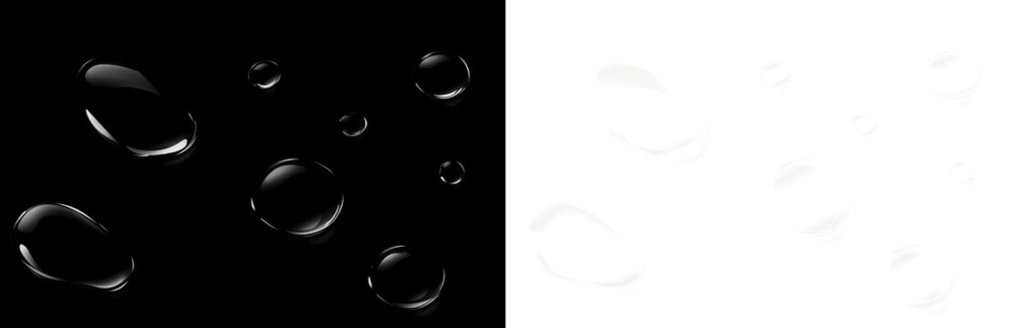 Large Glossy Water Droplets With Oval Beads And Strong Reflections On Transparent Background PNG Overlay