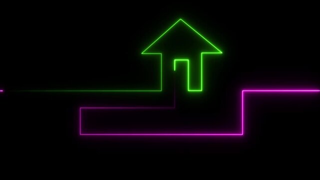 Home icon house sign glowing neon lights seamless loop.Neon line home icon. Neon line Cool linear animated.glowing neon home icon and black background.4k animation motion graphics video.