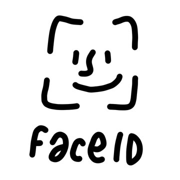 Edgy minimalist Face ID outline icon logo black vector