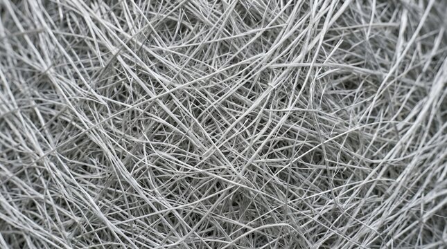Abstract Macro Texture of Intertwined Gray Fibers, Close-up Background