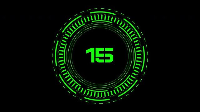20 second countdown neon circular digital gauge design element number one hundred fifty five suitable for tech, gaming, and ui design projects.