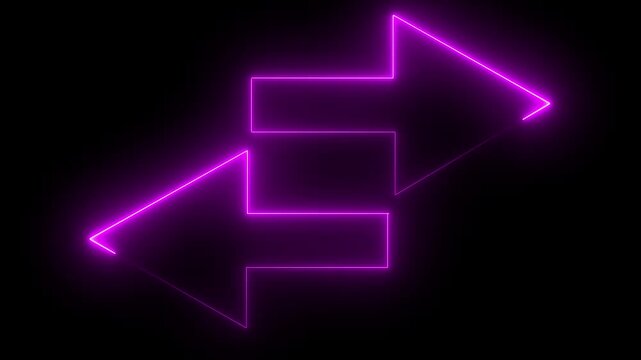 A neon pink bidirectional arrow icon often used to represent exchange, transfer, or navigation.