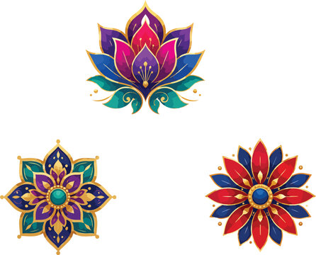 Colorful flower icon collection featuring modern floral shapes with vibrant gradients and clean vector styling. Perfect for branding, mobile apps, web design, UI, stickers, logos, packaging, social me