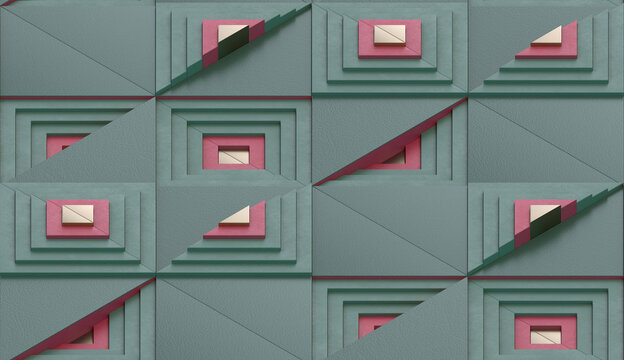 Modular architectural forms in a seamless geometric repeat.
