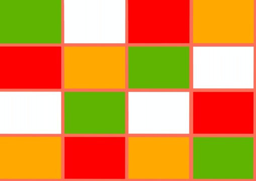 Colorful Geometric Square Seamless Pattern Background in Red Green White and Orange with Modern Minimal Grid Design