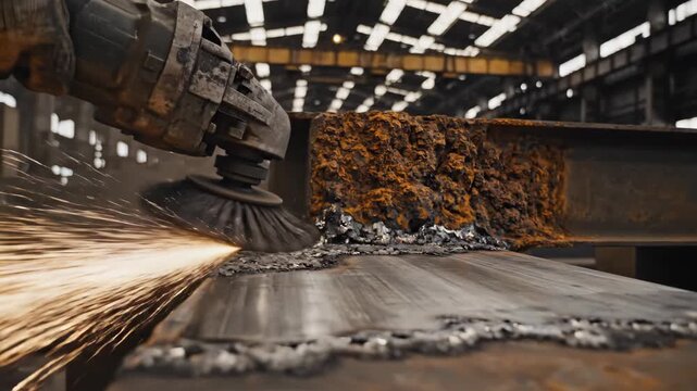 Metal Grinding Operation Generating Brilliant Sparks in a Factory Setting.