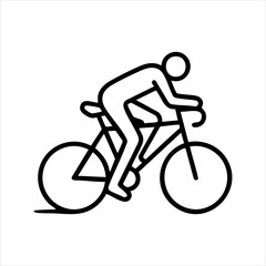 Obraz premium Cyclist riding bicycle icon, sport and active lifestyle line art vector.