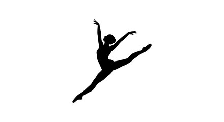 Ballerina Silhouette Against White Background Dynamic Dance Pose © Bismillahadobe